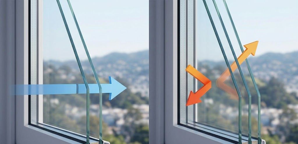 This close-up, split-screen cross-section clearly visualizes the difference in insulation properties using graphical blue and orange arrows, strictly avoiding cost numbers or text labels.